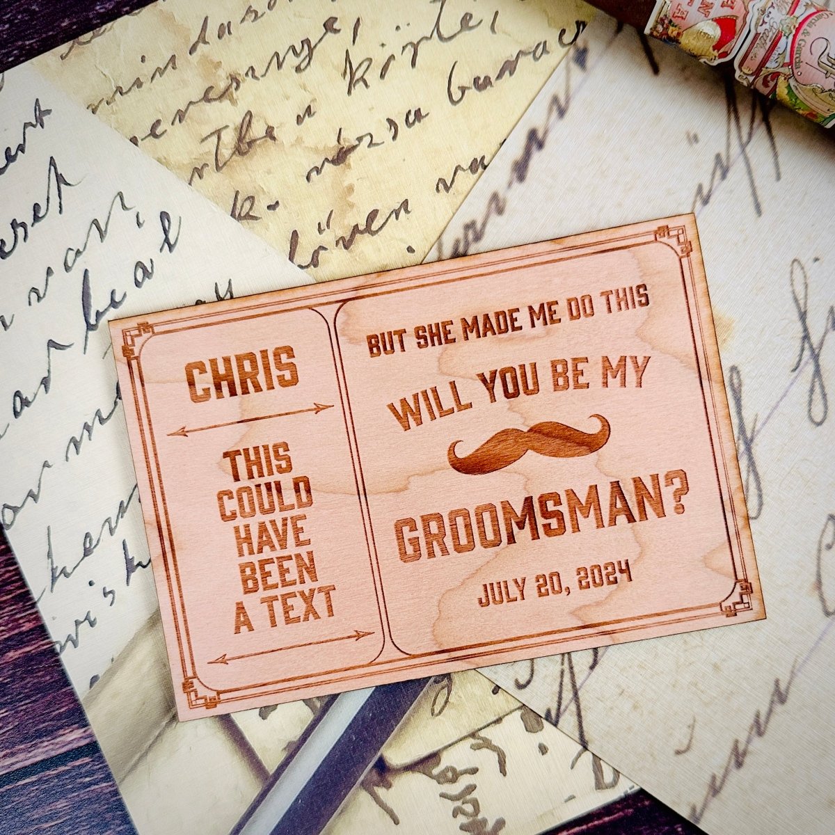 Unique Personalized Wooden Groomsmen Proposal Card Customized Groomsmen Gifts Gifts for Men by Groovy Guy