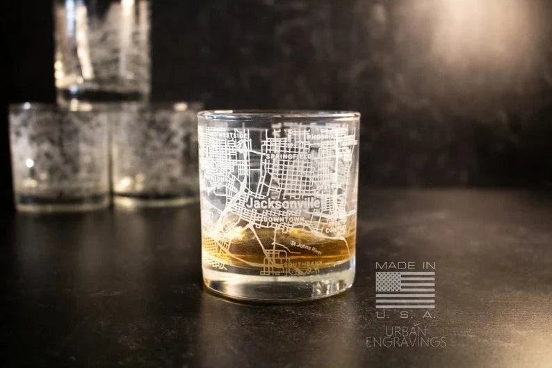 Unique Personalized City Map Rocks Glass Customized Whiskey Glass Gifts for Men by Groovy Guy