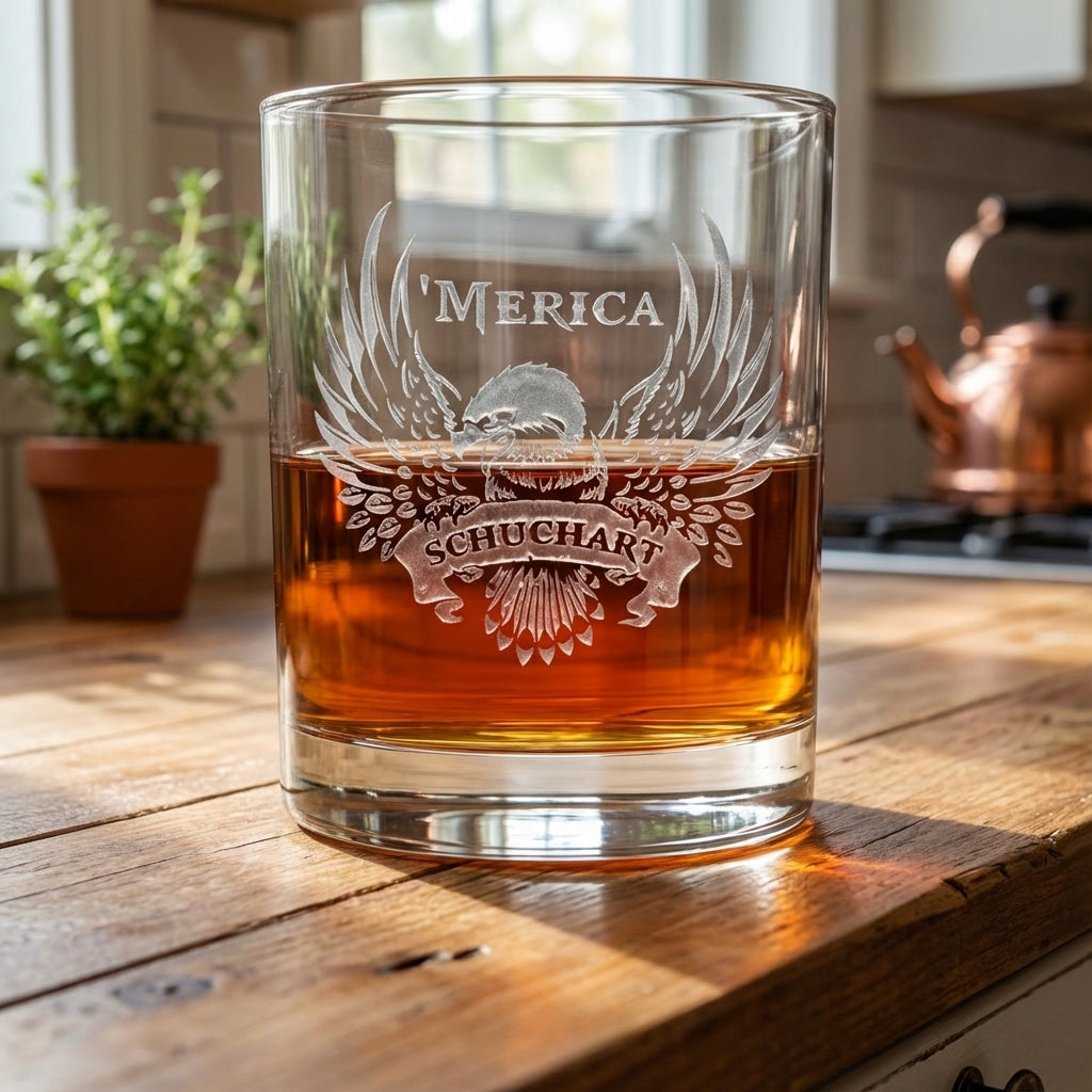 Bald Eagle Personalized Patriotic Whiskey Glass