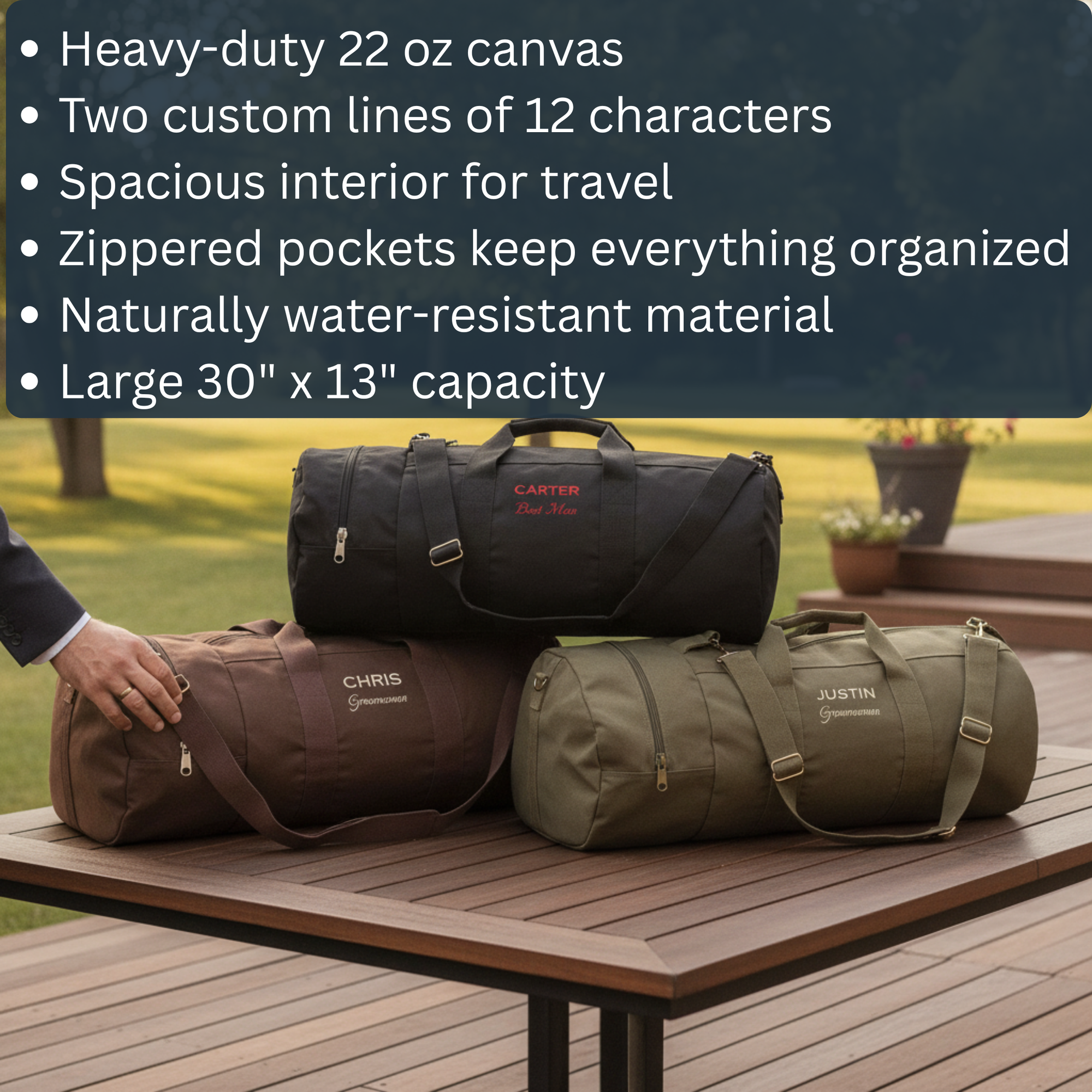 Canvas Groomsman's Getaway Bag | Custom Embroidered Wedding Duffle