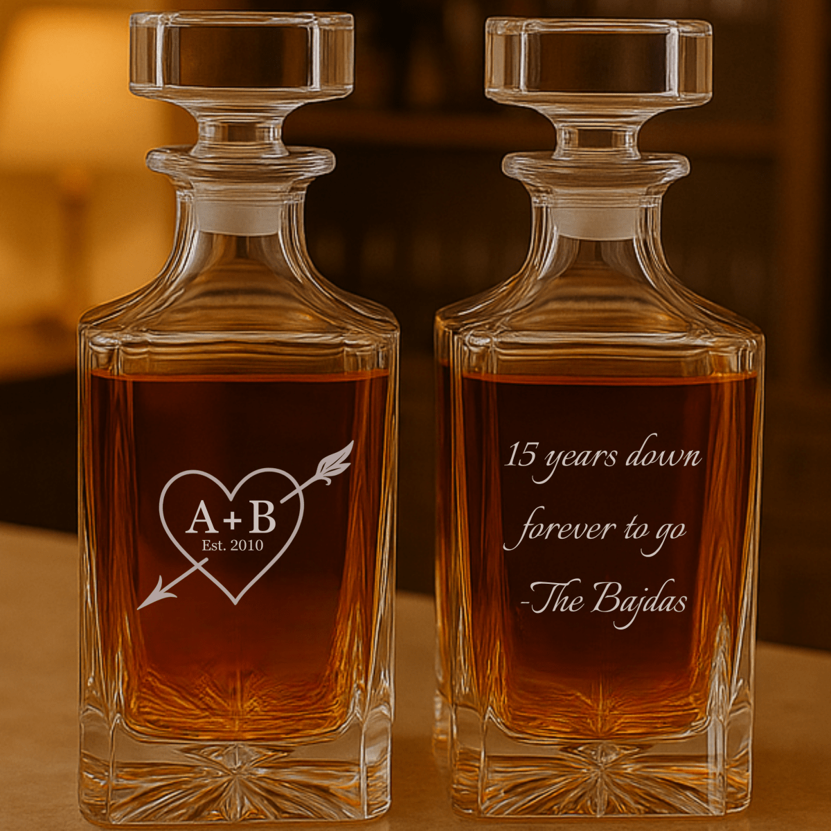 Personalized decanter with custom engraving for 15 year anniversary gift