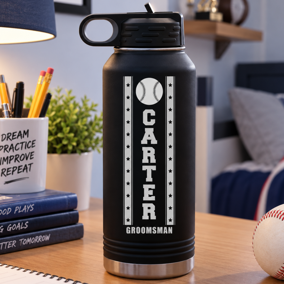 Lineup Baseball Water Bottle