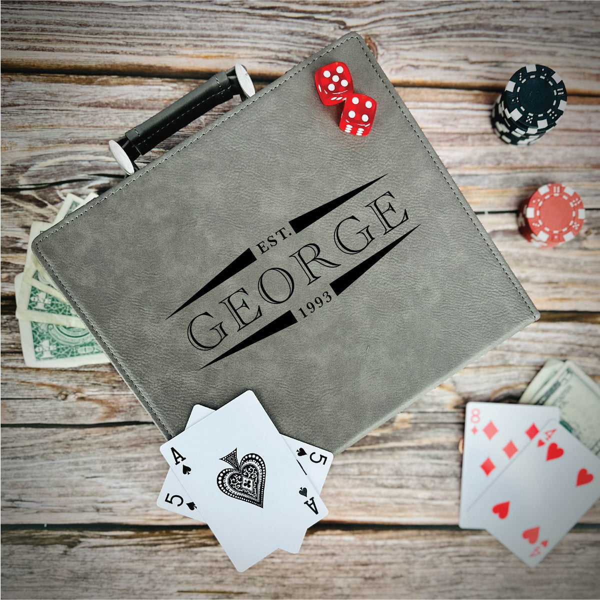 Royal Flush Customizable Poker Pal Set - Personalized with Your Name &amp; Year | Deluxe Poker Kit 