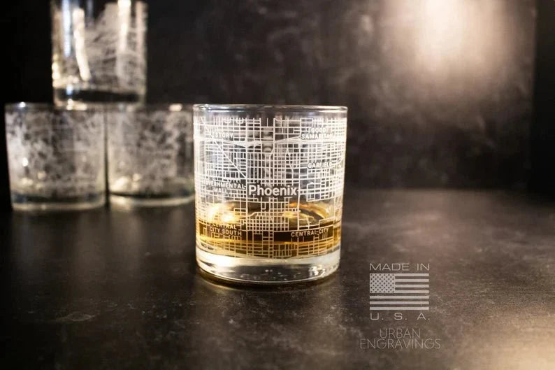 Unique Personalized City Map Rocks Glass Customized Whiskey Glass Gifts for Men by Groovy Guy