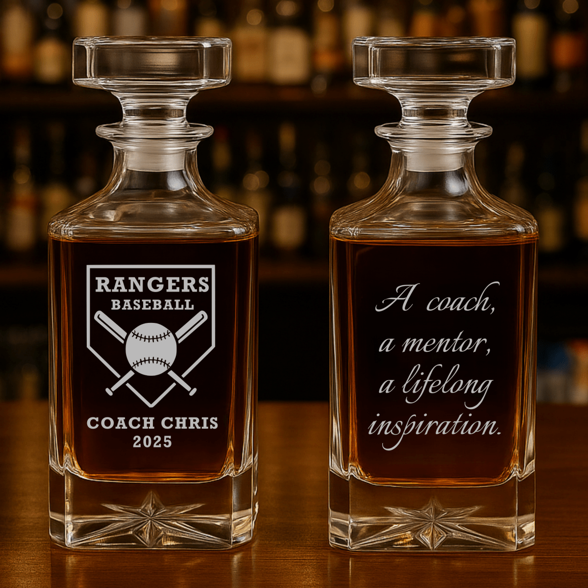 Unique Personalized The Grand Slam Baseball Coach Decanter Customized Baseball Gifts for Men by Groovy Guy