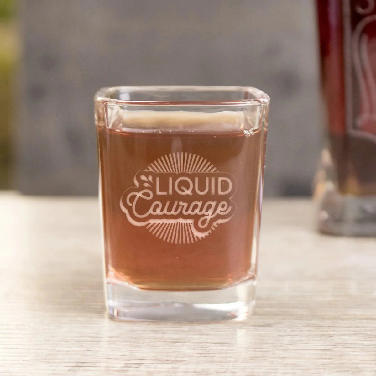 Unique Personalized Liquid Courage Shot Glass - Design: COURAGE Customized Shot Glasses Gifts for Men by Groovy Guy