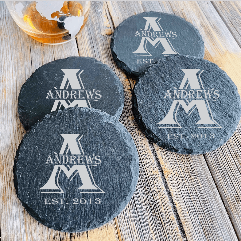 Unique Personalized Personalized Slate Coaster Set Customized Sentimental Gifts for Men by Groovy Guy