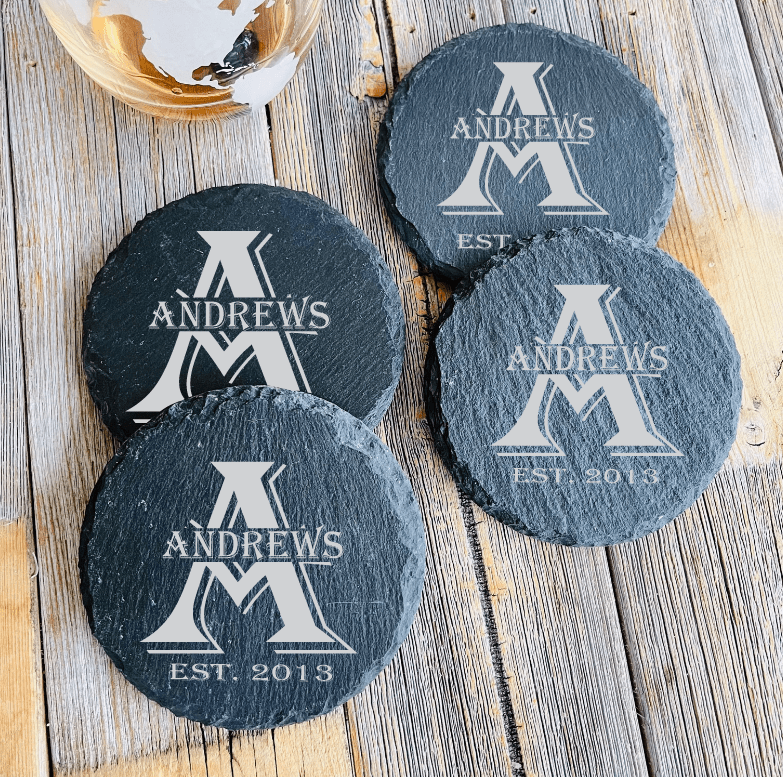 Unique Personalized Personalized Slate Coaster Set Customized Sentimental Gifts for Men by Groovy Guy
