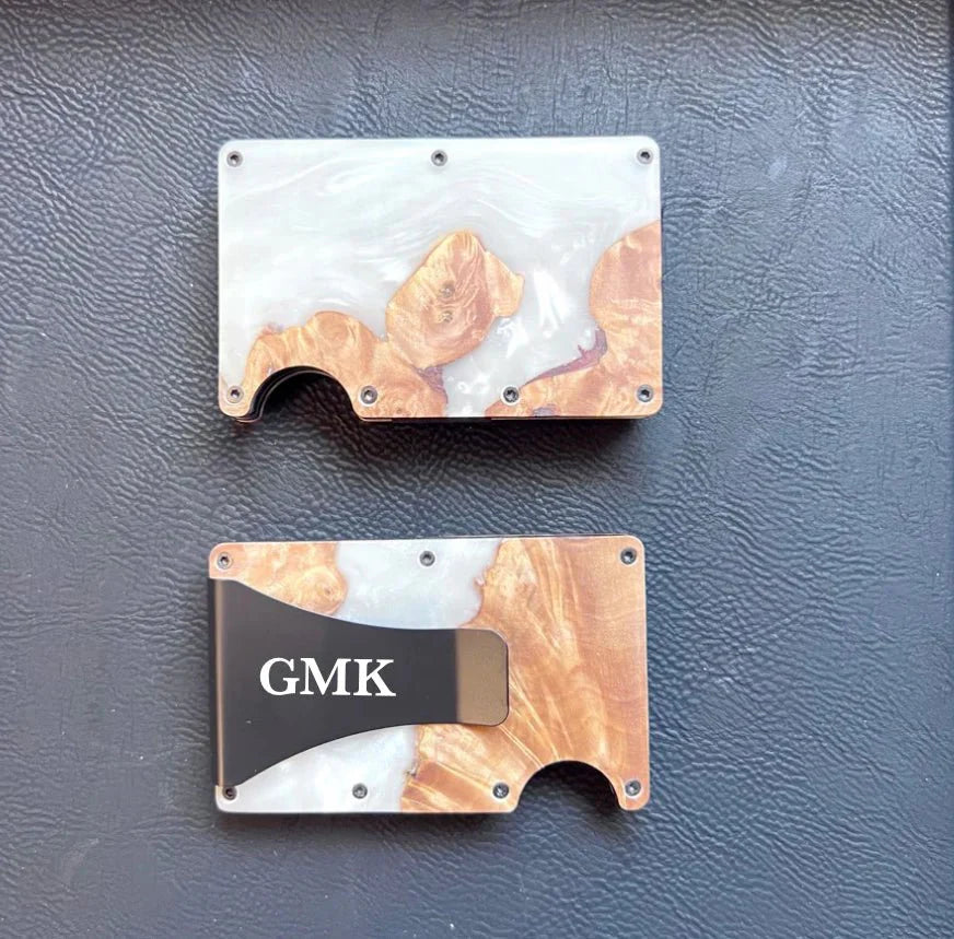 Unique Personalized Stylin Wood & Resin Wallet Customized Wallet Gifts for Men by Groovy Guy