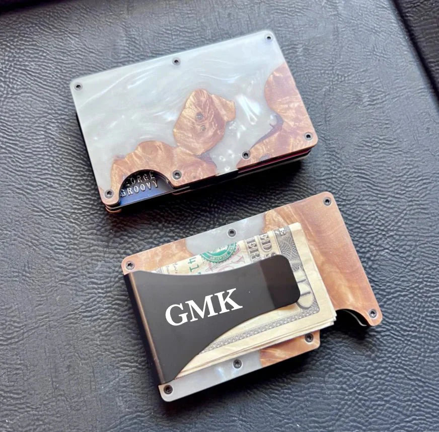 Unique Personalized Stylin Wood & Resin Wallet Customized Wallet Gifts for Men by Groovy Guy