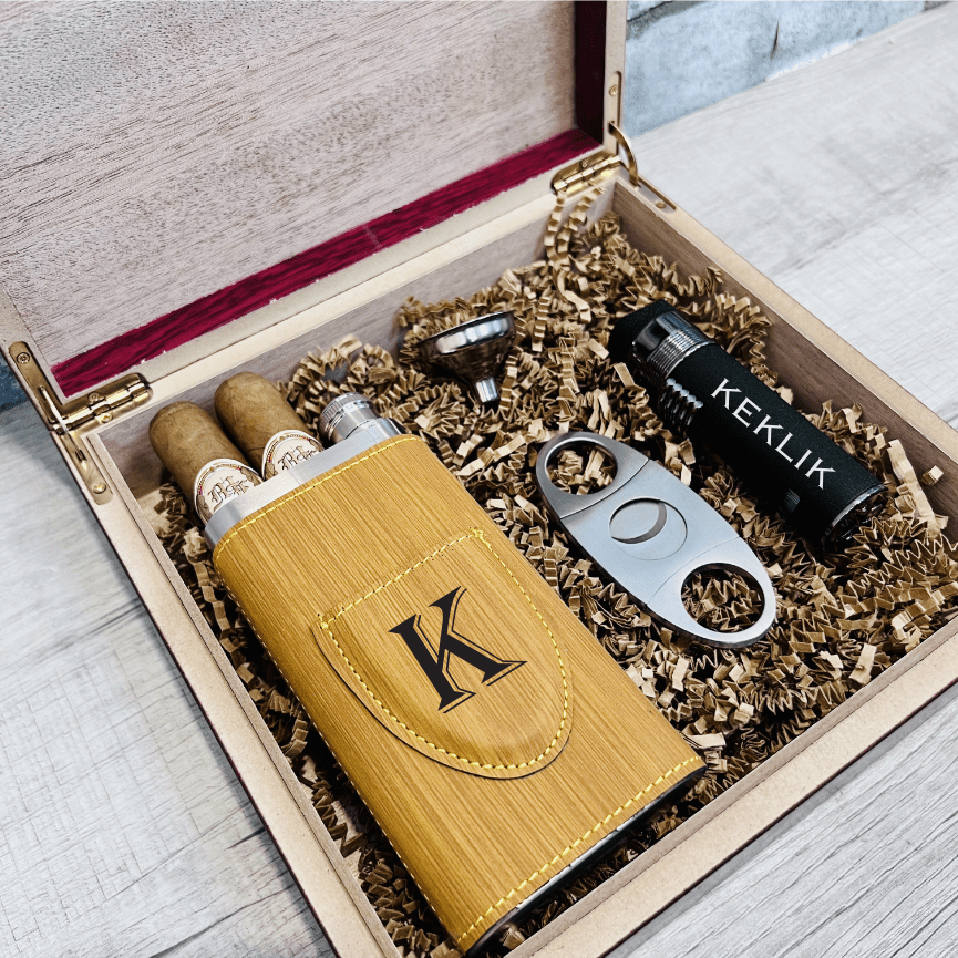 Unique Personalized Personalized Puff and Sip Cigar Gift Box Customized Cigar Gift Set Gifts for Men by Groovy Guy