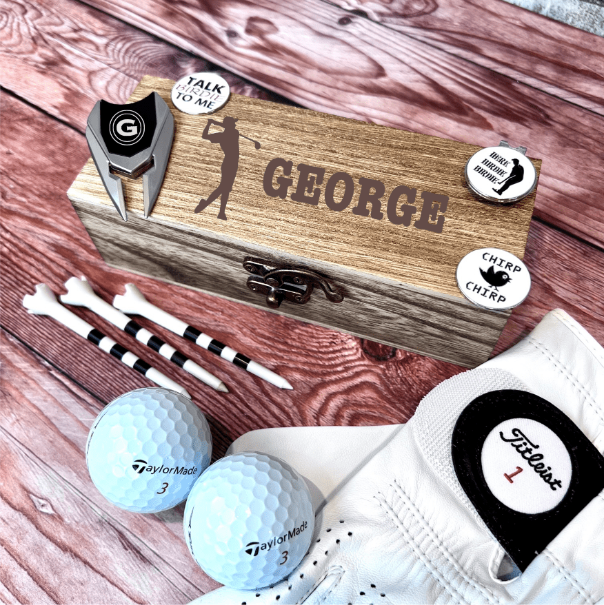 Unique Personalized Golf Goodie Box Customized Gifts for Men by Groovy Guy