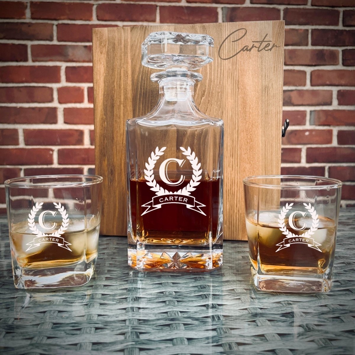 Unique Personalized Personalized Decanter Set with Box Customized Gift Set Gifts for Men by Groovy Guy