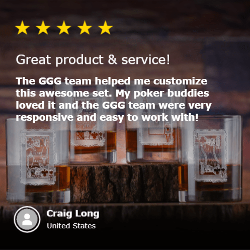 Unique Personalized Engraved Poker Whiskey Scotch Glass Set Customized Drinking Glass Gifts for Men by Groovy Guy