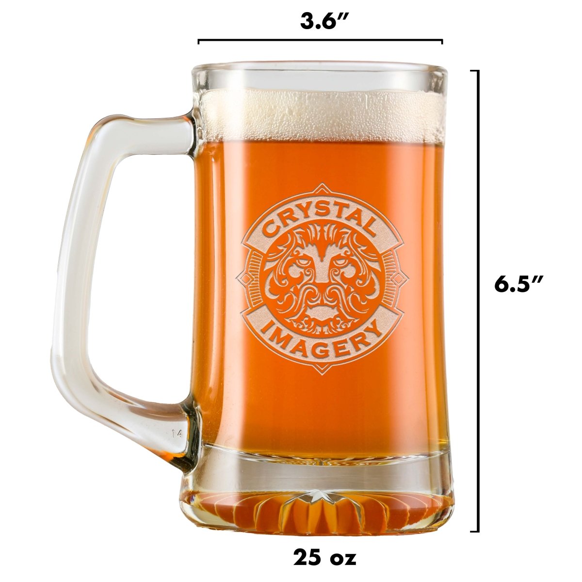 Engraved beer mug with bald eagle and American flag design, personalized with name