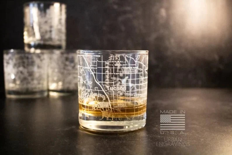 Unique Personalized City Map Rocks Glass Customized Whiskey Glass Gifts for Men by Groovy Guy
