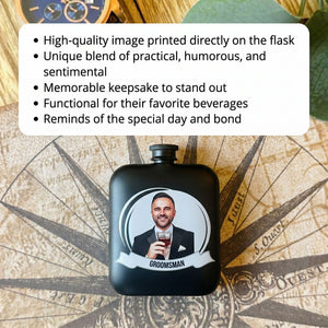 Groomsmen Grins Personalized Photo Flask
