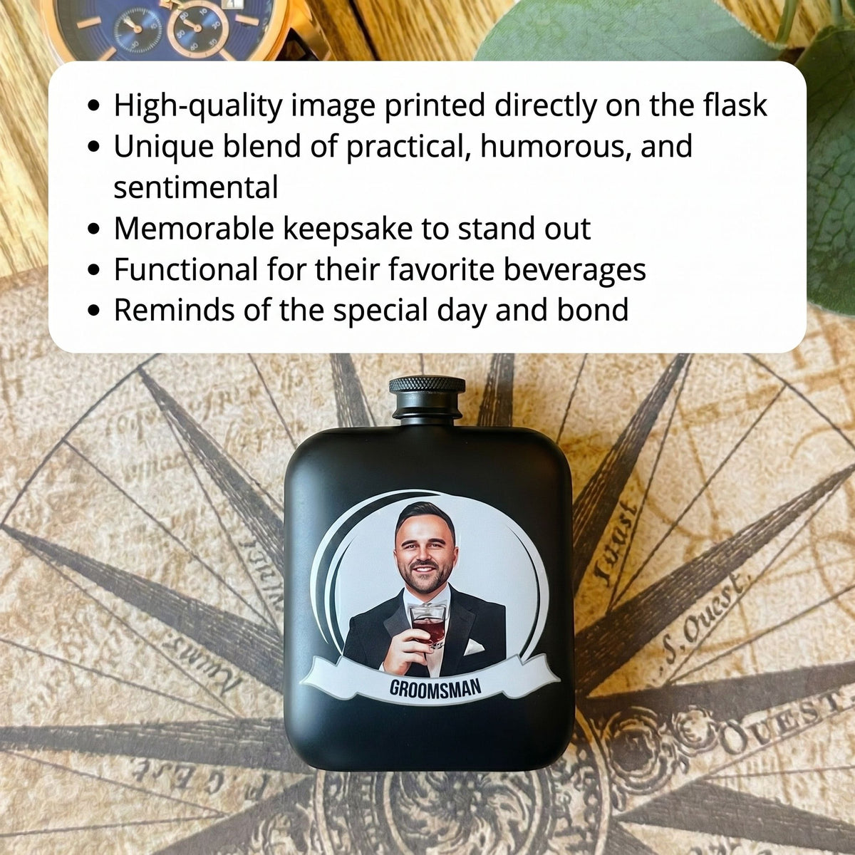 Groomsmen Grins Personalized Photo Flask