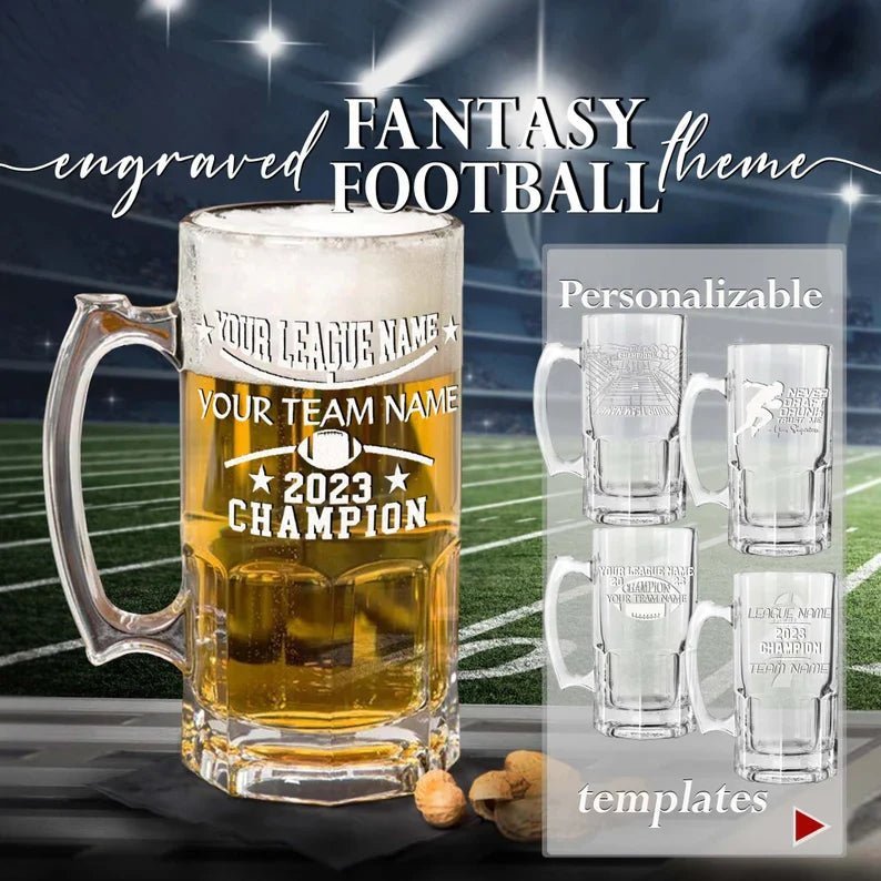 Beer Glasses 32oz Football Beer Stein by Groovy Groomsmen Gifts