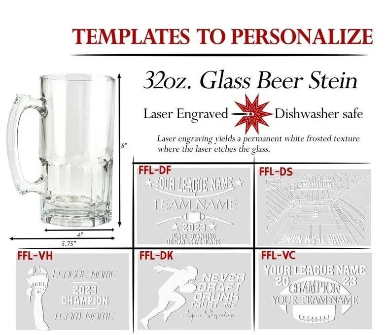 Beer Glasses 32oz Football Beer Stein by Groovy Groomsmen Gifts