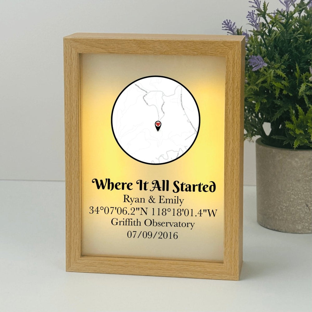 Light-Up Map Frame for Him - Personalized Coordinates Anniversary Gift ...