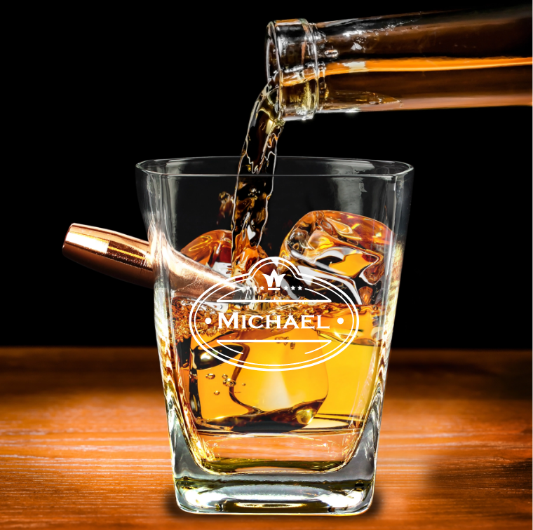 Unique Personalized Bullet Whiskey Glass - Groovy Groomsmen Gifts