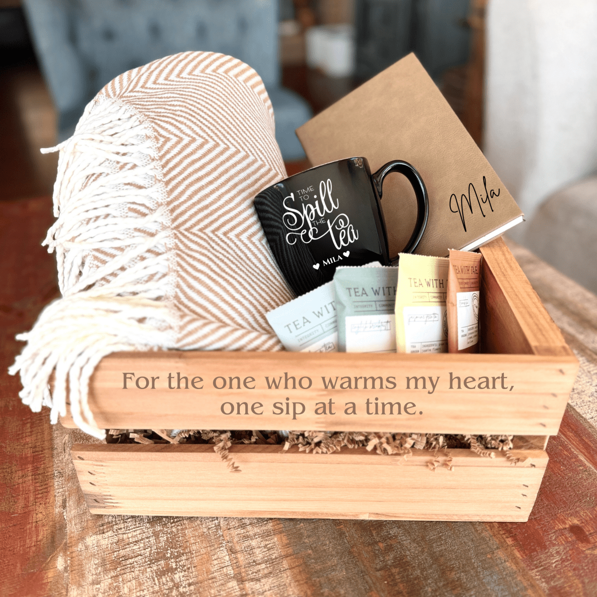 Personalized Cozy Comfort Gift Basket Set for her, Customized Gifts for Women by Groovy Girl Gifts