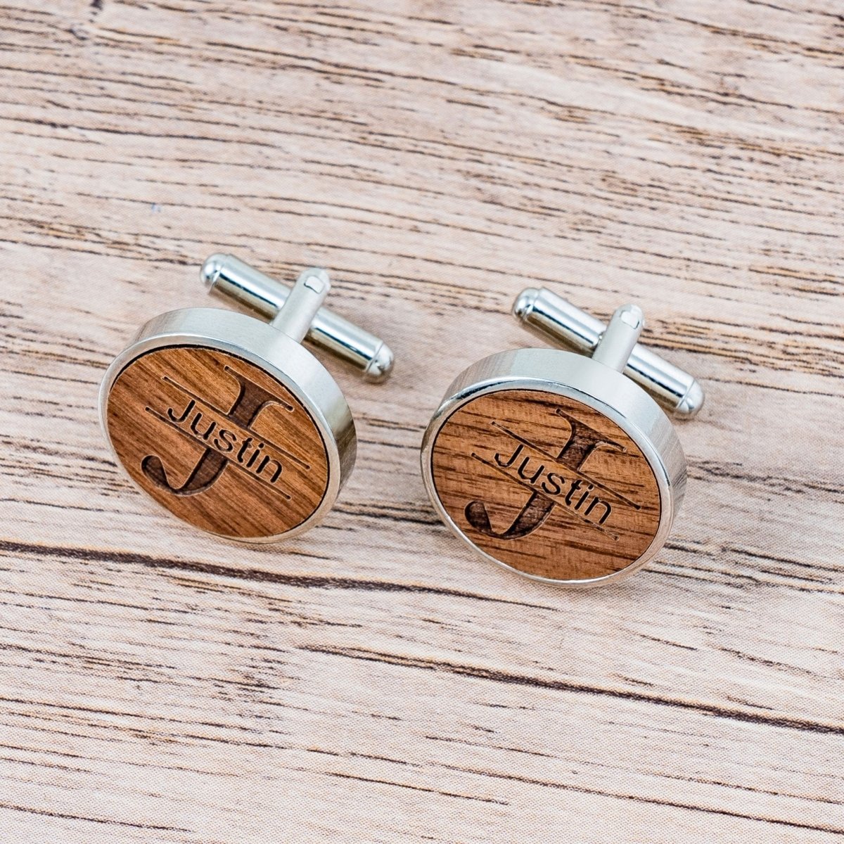 cufflinks Engraved Timber Ties Cufflinks &amp; Tie Bar Set by Groovy Groomsmen Gifts