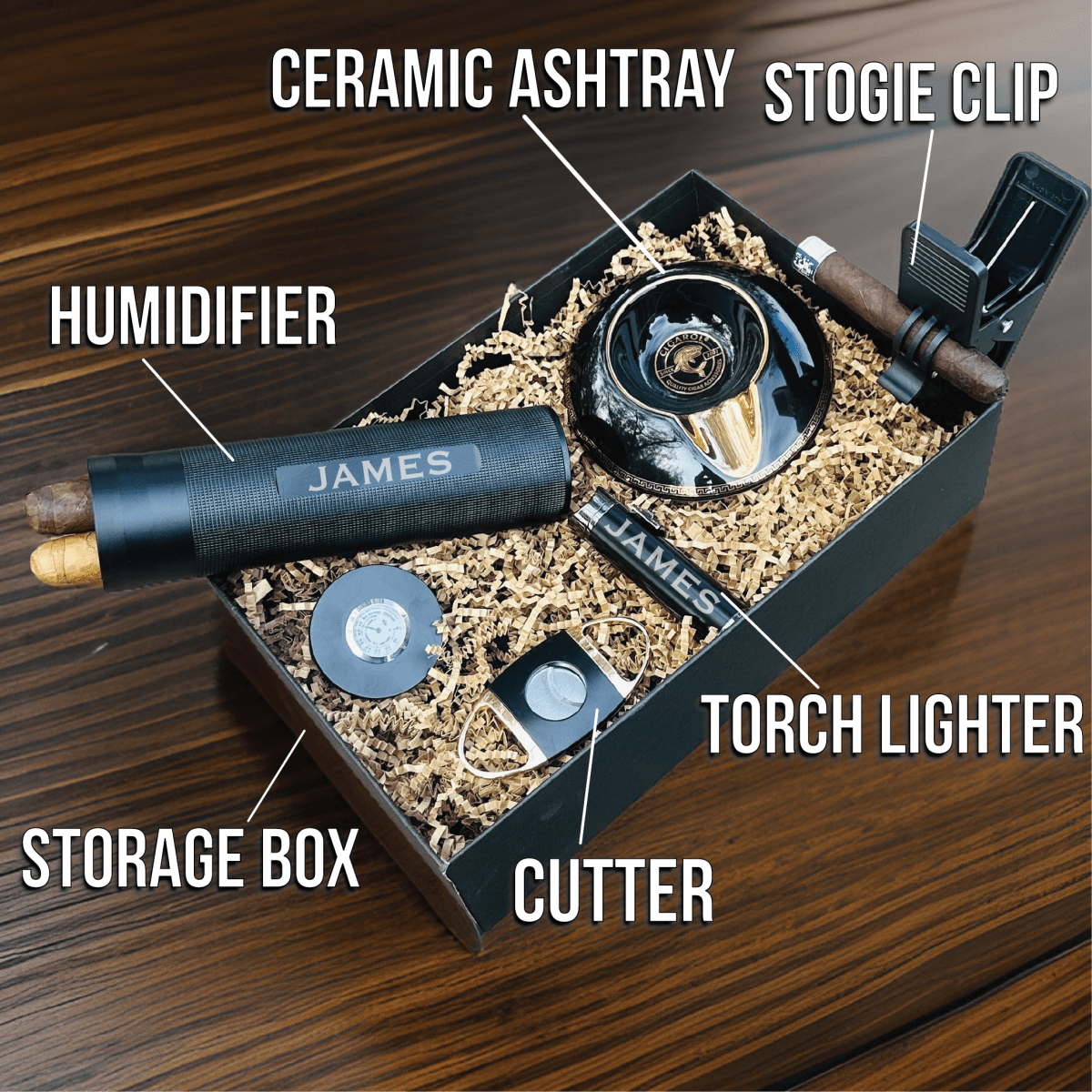 Deluxe Cigar Gift Set - Personalized, Complete Kit for Cigar Lovers