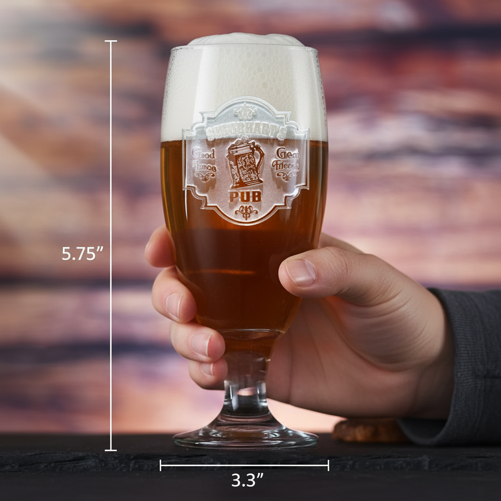 Pub Master personalized beer goblet with sand-carved name or monogram