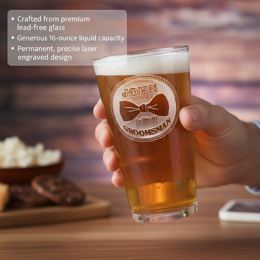 Groomsmen Bowtie Beer Glass