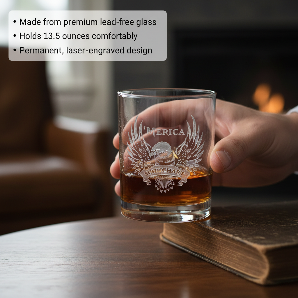 Bald Eagle Personalized Patriotic Whiskey Glass