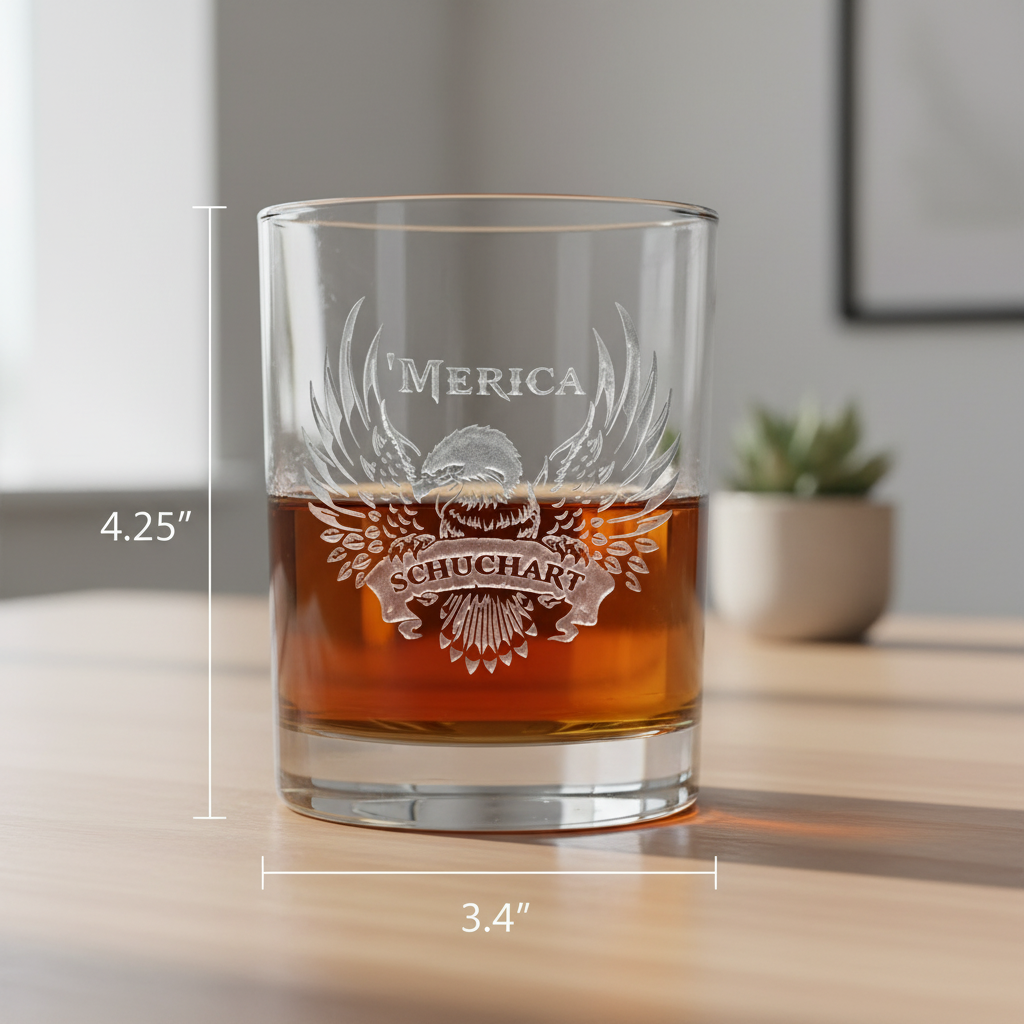 Bald Eagle Personalized Patriotic Whiskey Glass