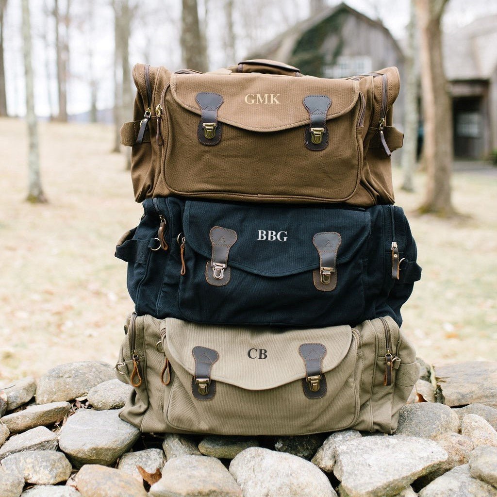 Monogrammed Weekender Duffle Bag for Men - Personalized Overnight Bag for Men