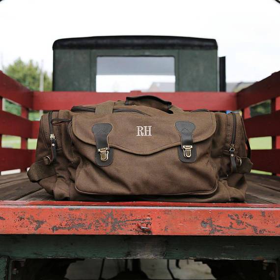 custom men's travel bags The Muscle Duffle Olive Green / Ivory plated feet and gold Monogrammed Duffle Bag, Personalized Mens