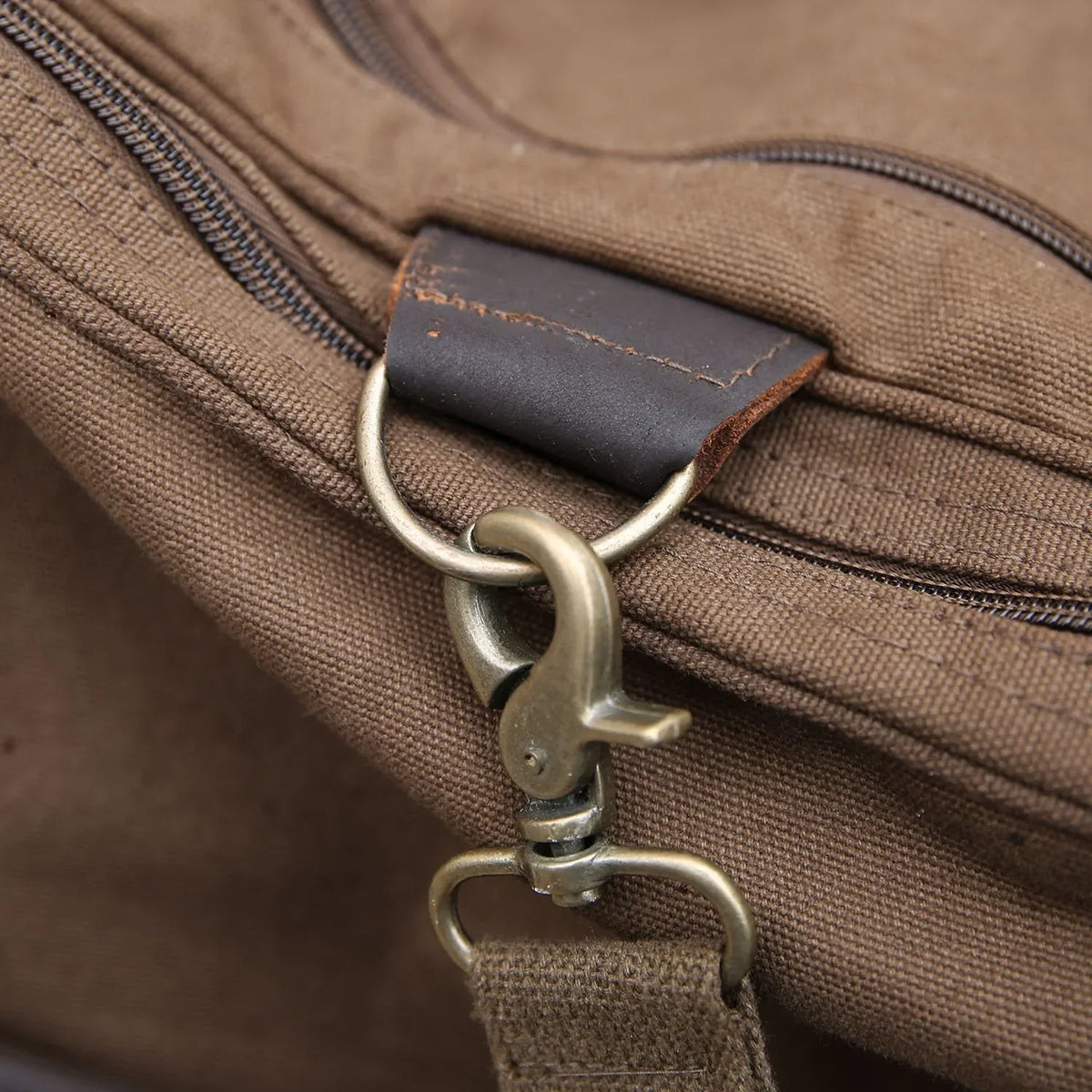 Embroidered military duffle bag with custom name and rugged canvas design