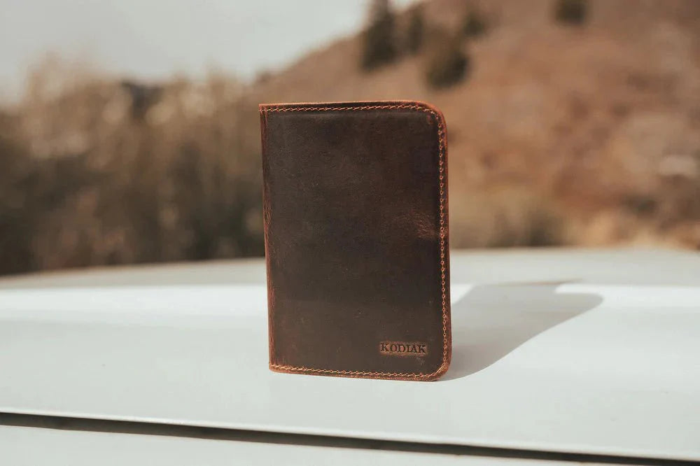 Unique Personalized Buffalo Leather Passport Wallet Customized Gifts for Men by Groovy Guy