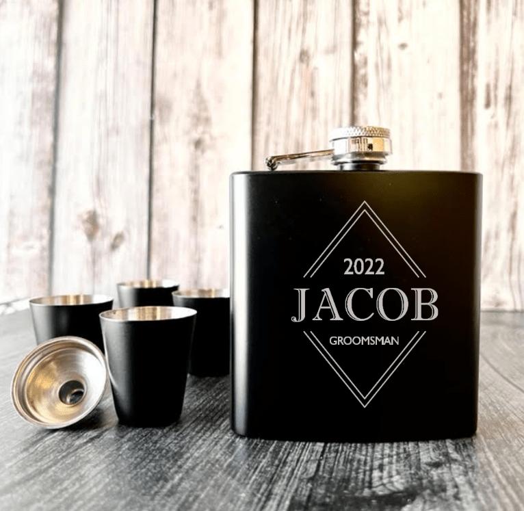 Unique Personalized Sharp Shooters Customized Flask Set Gifts for Men by Groovy Guy