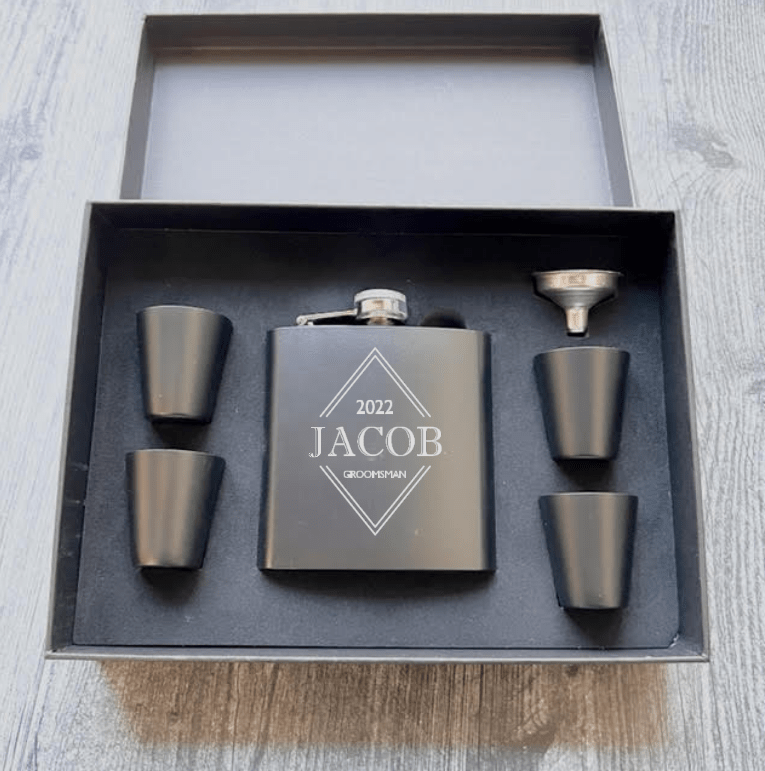 Unique Personalized Sharp Shooters Customized Flask Set Gifts for Men by Groovy Guy
