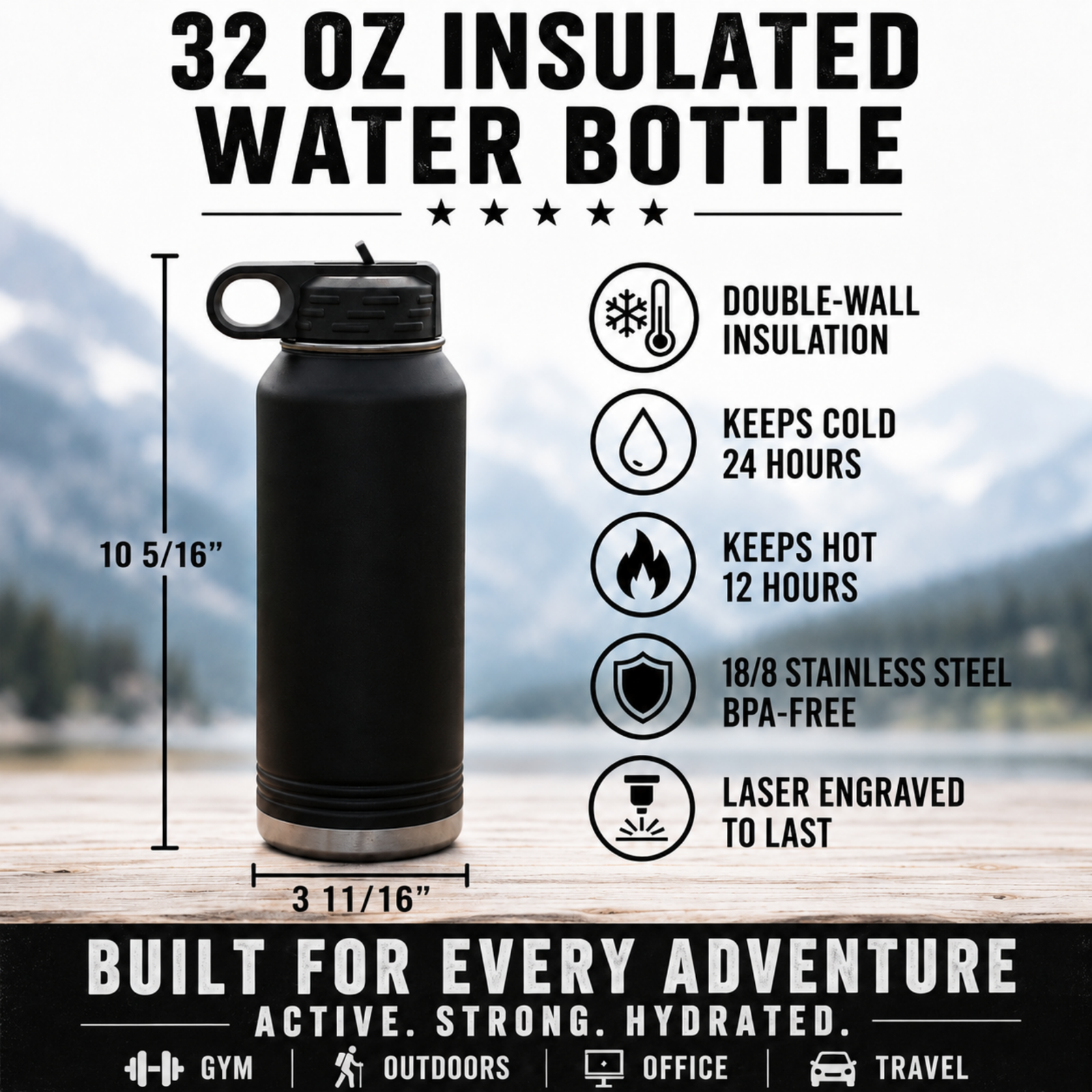 Personalized football groomsman water bottle engraved with the groomsman's name, a football groomsmen gift