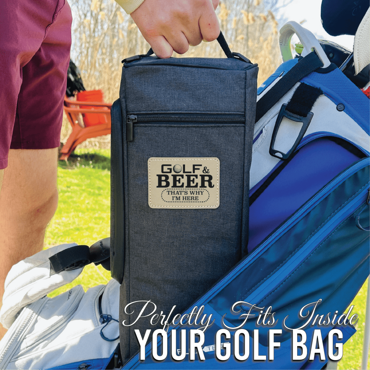 Golf &amp; Beer Is Why I&#39;m Here Cooler by Groovy Groomsmen Gifts