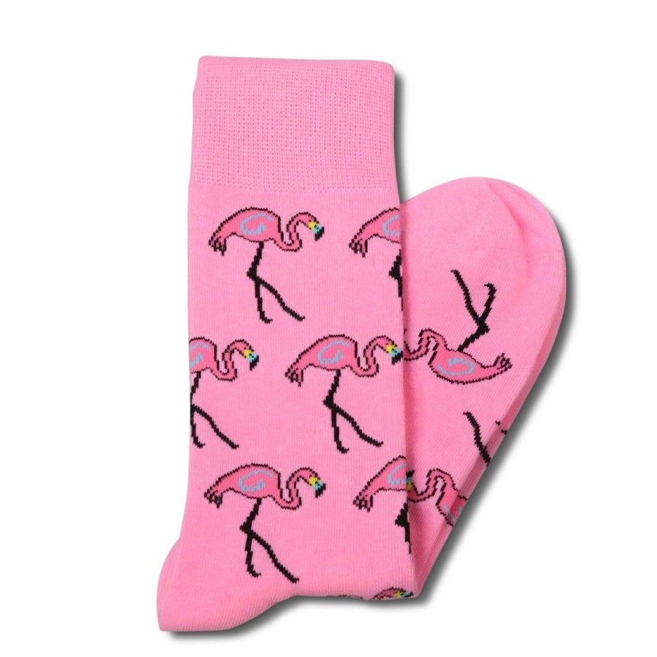 Crazy Dress Socks for Groom's Crew 90s Flamingo Crazy Dress Socks for Groom's Crew 90s Flamingo