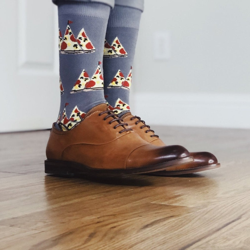 Fun Groomsmen Socks (Crazy Dress Socks) Grey Pizza Mountain Fun Groomsmen Socks (Crazy Dress Socks) Grey Pizza Mountain