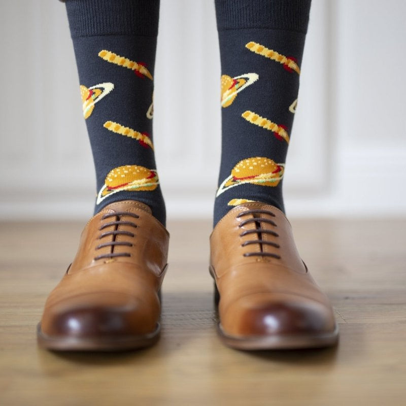 Fun Groomsmen Socks (Crazy Dress Socks) Charcoal Burger Planet Fun Groomsmen Socks (Crazy Dress Socks) Charcoal Burger Planet