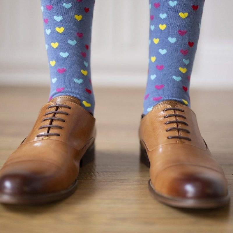 Fun Groomsmen Socks (Crazy Dress Socks) Dusty Blue With Hearts Fun Groomsmen Socks (Crazy Dress Socks) Dusty Blue With Hearts