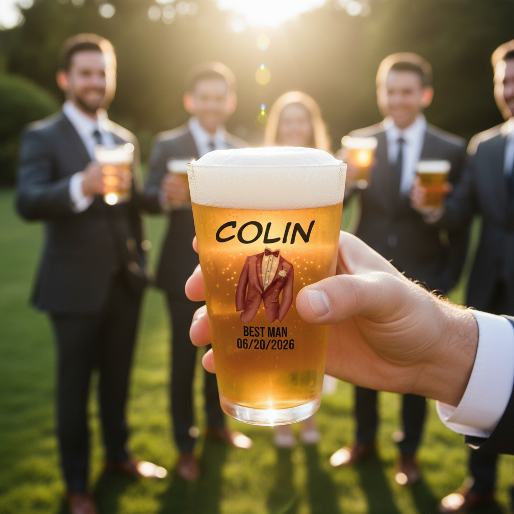 Suit Up Frosted Pint Glass