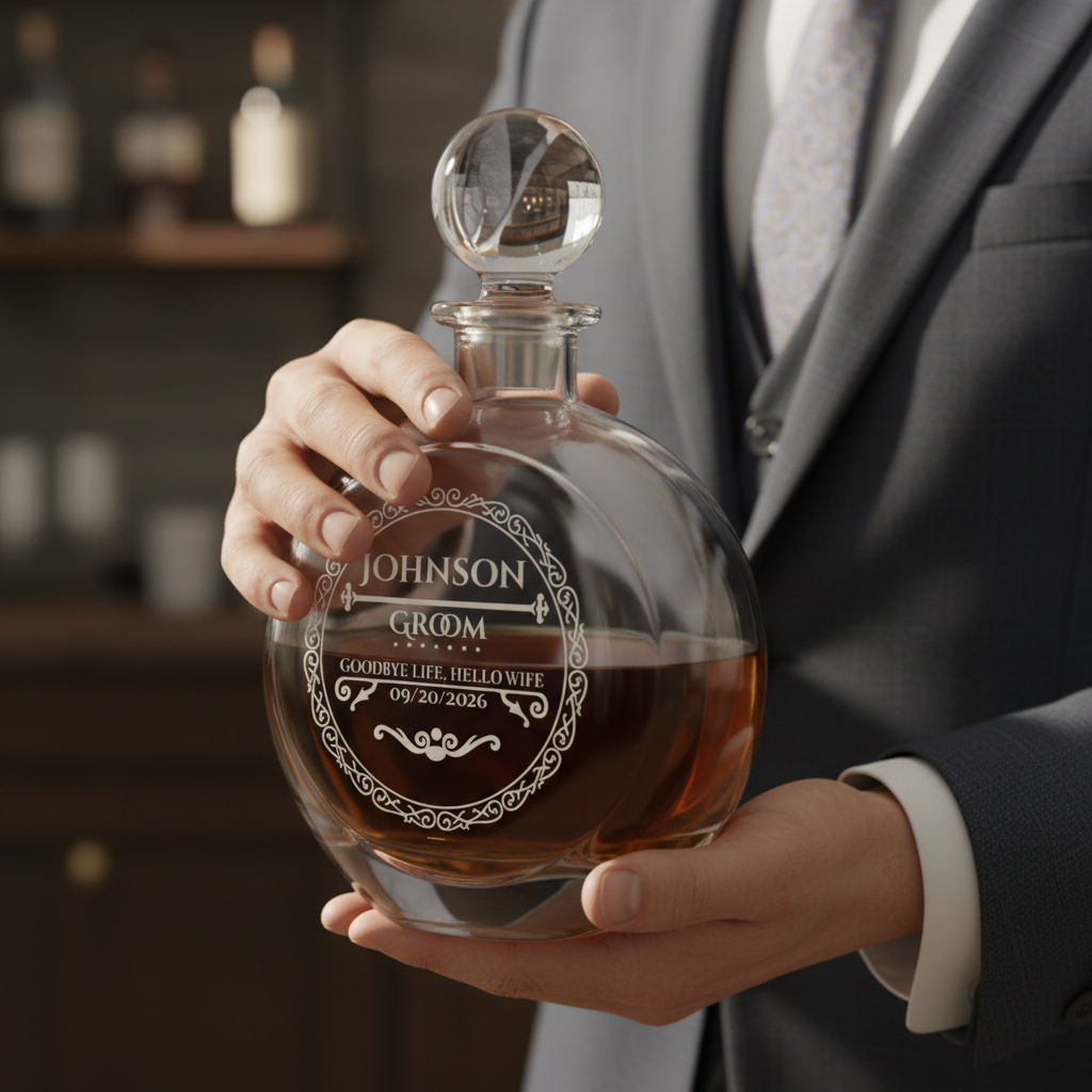 Classy Grooms Crew Decanter
