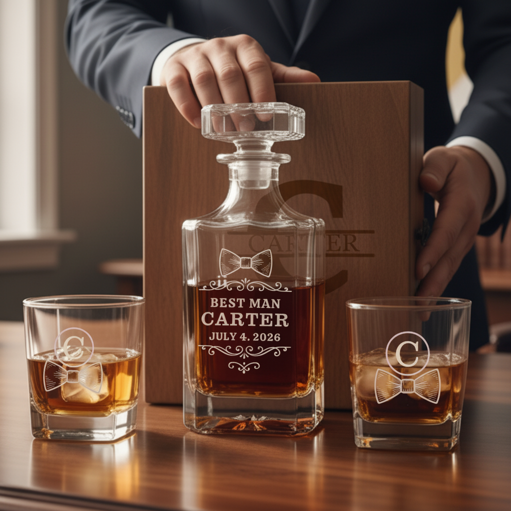 Custom Groomsmen Decanter Gift Set
