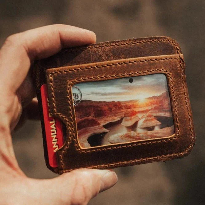 Unique Personalized Top Grain Leather Minimalist Wallet Customized Wallet Gifts for Men by Groovy Guy