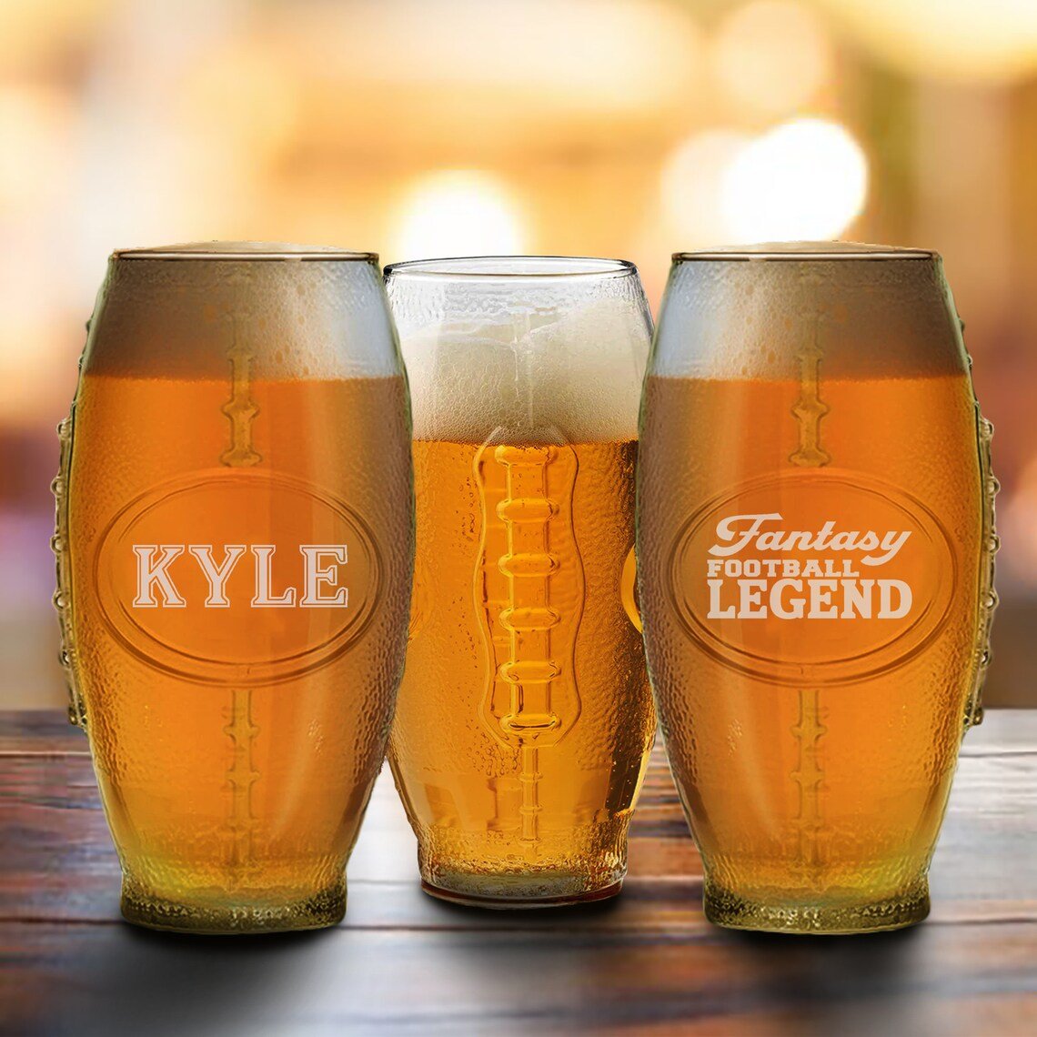 Unique Personalized Fantasy Football Champion Mug Customized Drinking Glass Gifts for Men by Groovy Guy